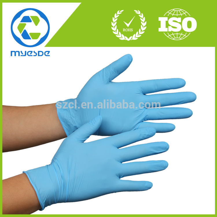 Powder free disposable nitrile medical examination gloves