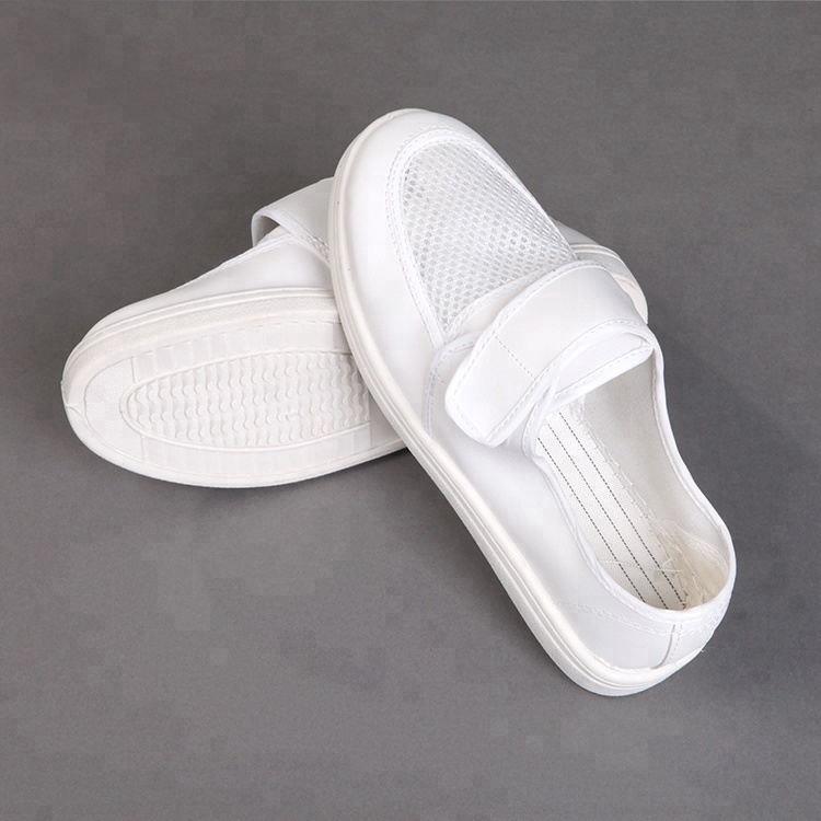 Pu Sole Electronic Factory Cleanroom Safety Magic Strap Esd Mesh Working Shoes
