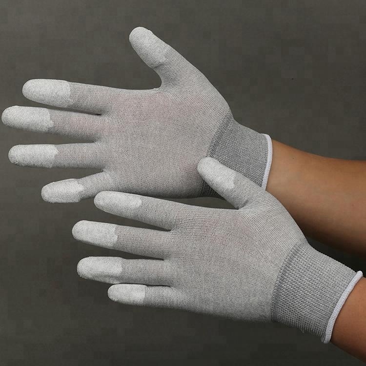 2019 Hot sale carbon top Fit antistatic pu top fitted gloves