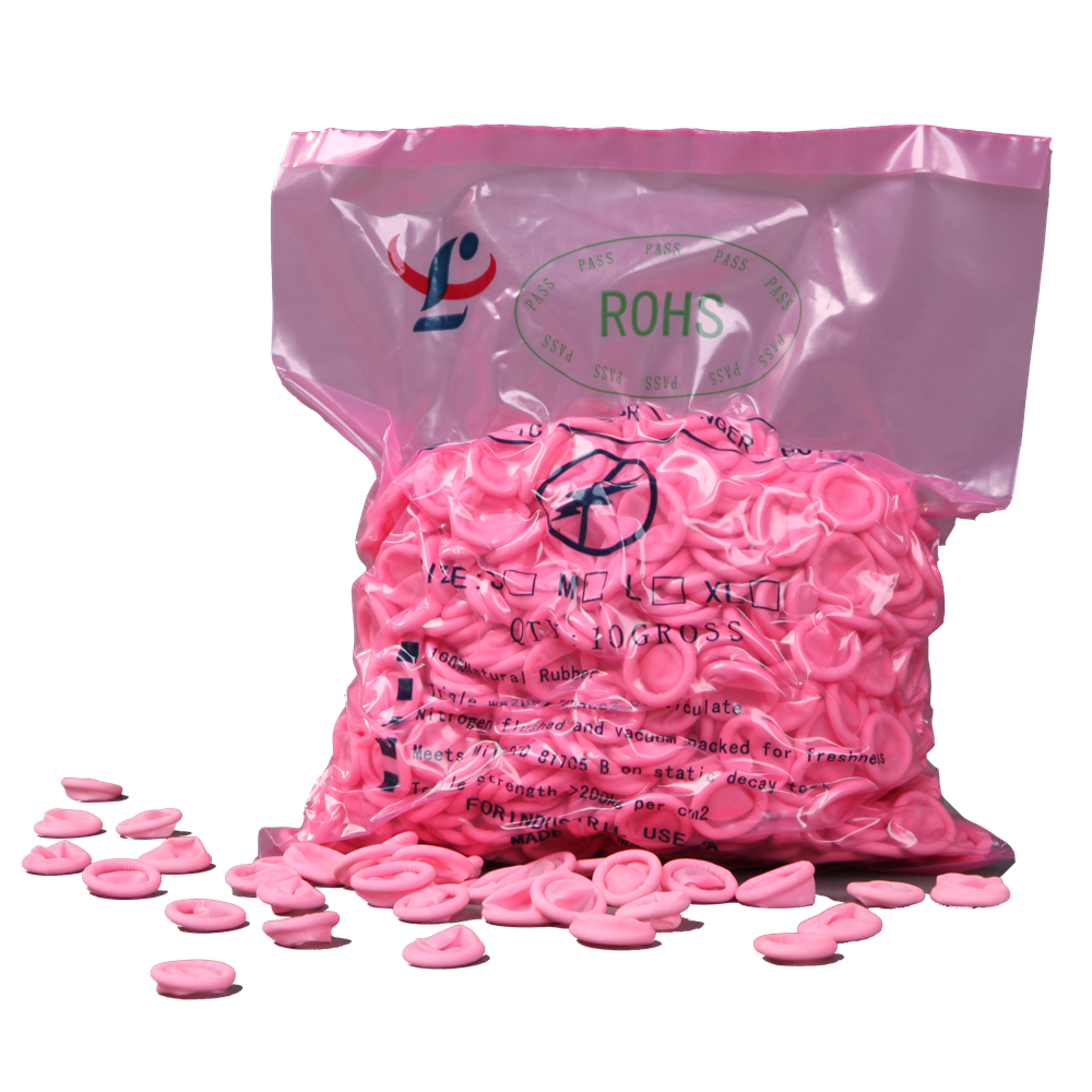 Malaysia dust free pink latex finger cots