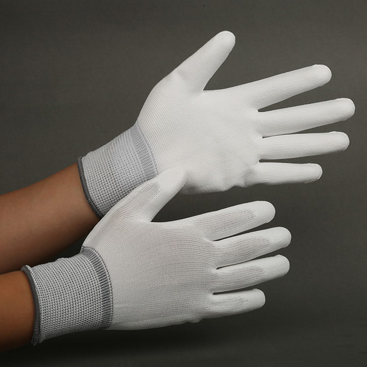 High Quality Cheap Price Anti-Static Grey Pu Top Fit Gloves
