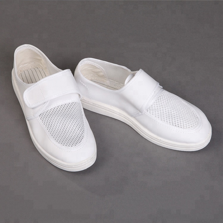 Pu Sole Electronic Factory Cleanroom Safety Magic Strap Esd Mesh Working Shoes