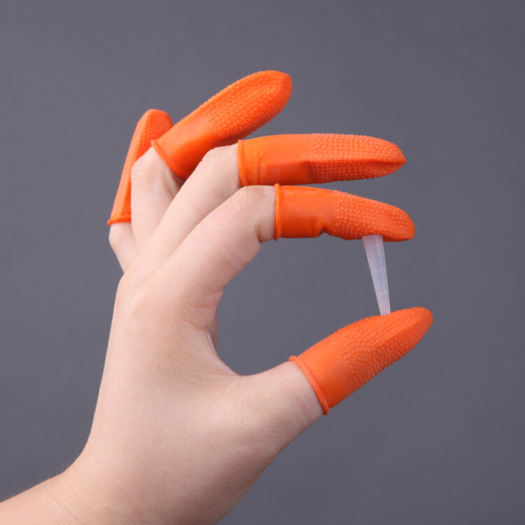 2019 Factory Price Orange Anti-static Latex Finger Cots